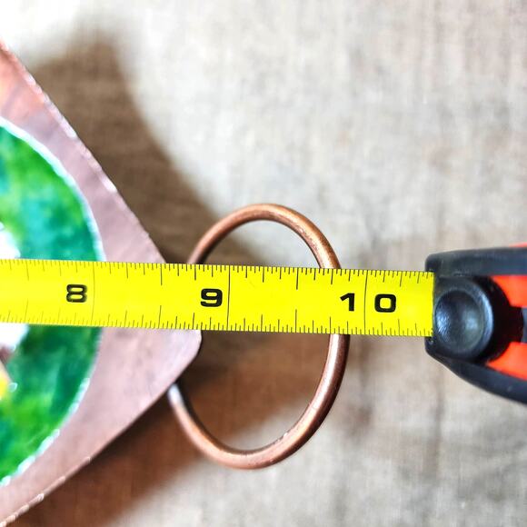 VTG Unique Square Copper and Enamel Trinket Dish Jewelry Tray with Round Handles - Picture 6 of 7
